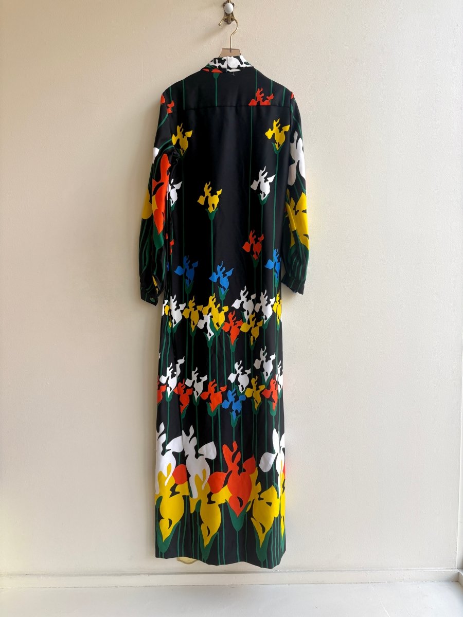 Black and Mod Floral Maxi Dress (Vintage) - Made X Hudson