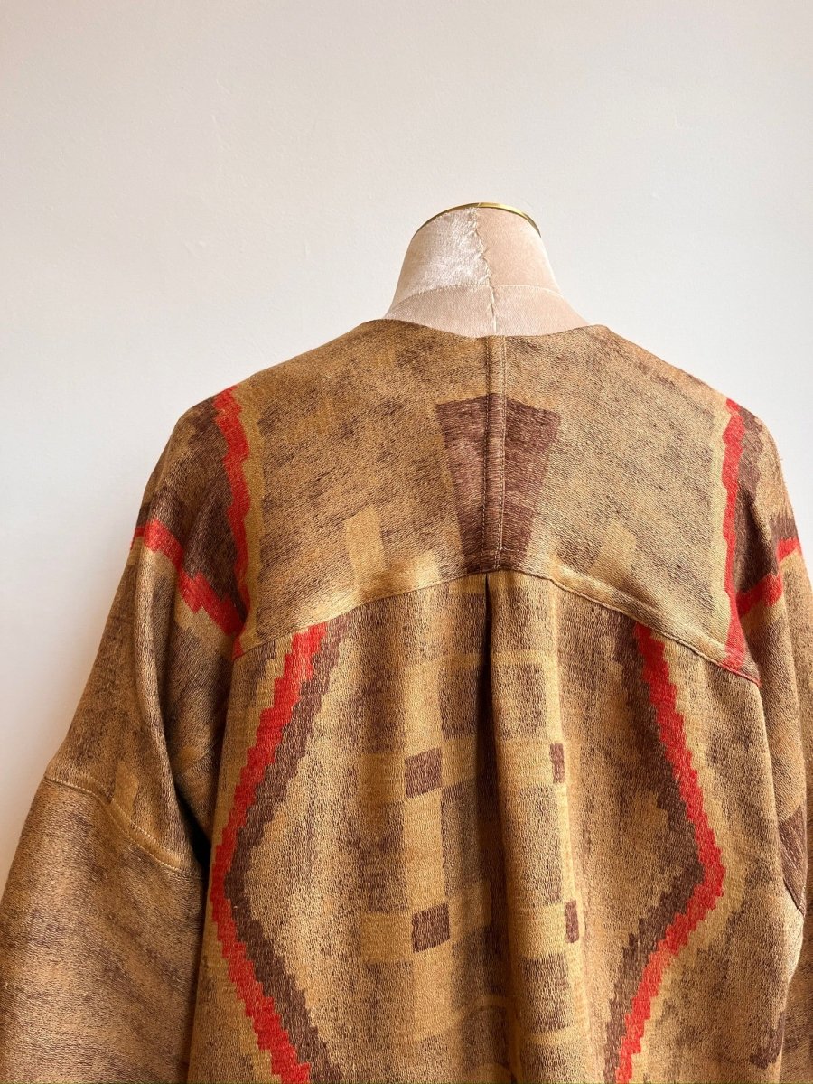Tan, Brown, Orange Linen Santa Fe Print Chore Jacket - Made X Hudson