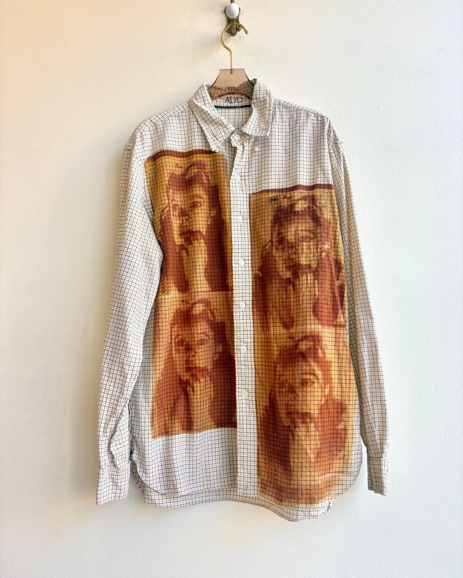 Judy Garland Yellow Grid Brown Cyanotype Button-Up Shirt (Reworked) - Made X Hudson