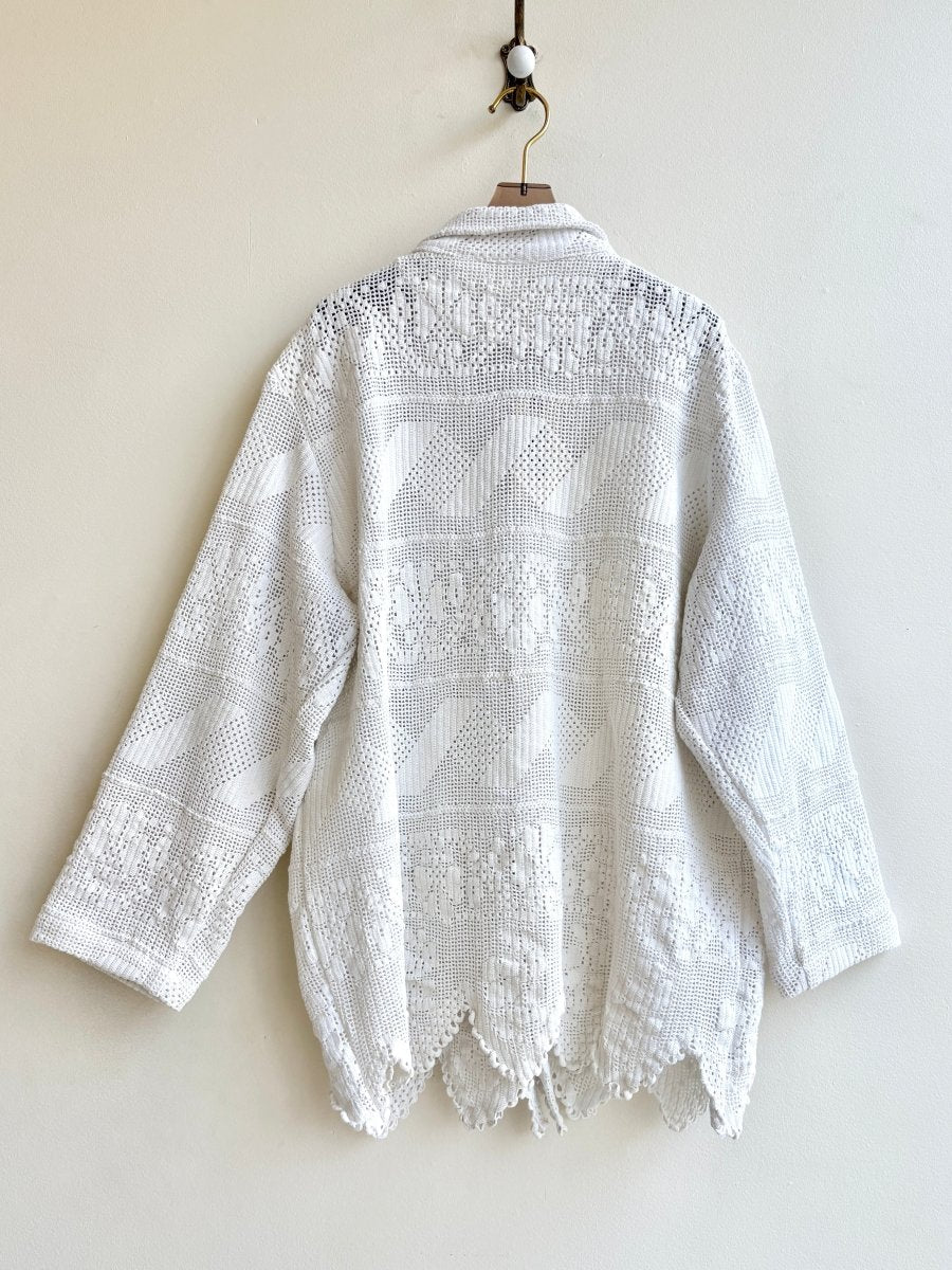 Crochet Utility Jacket in White - Made X Hudson