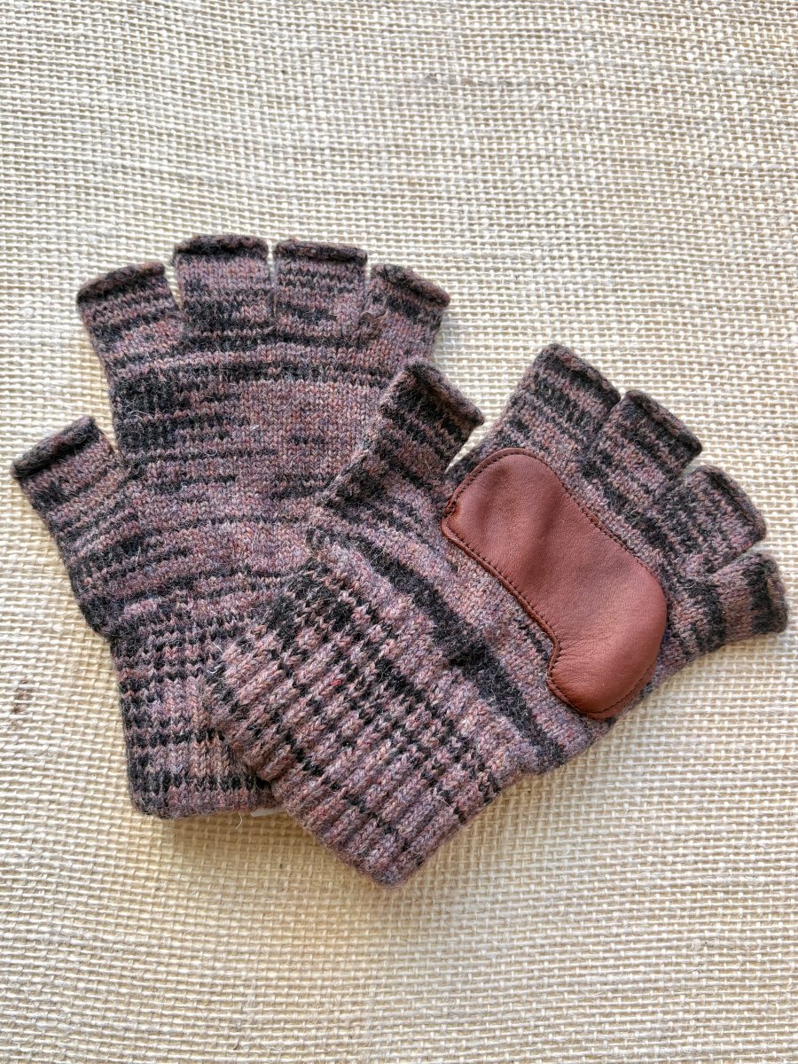 Fingerless Wool Gloves w/ Leather Palms | Womens One Size (Multiple Colors) - Made X Hudson