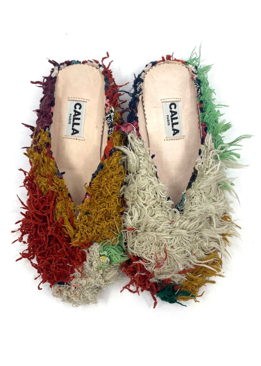 Aili Babouche “Marieta” Mules In Colors Cream, Mustard, Rust, Seafoam (Size 38) - Made X Hudson