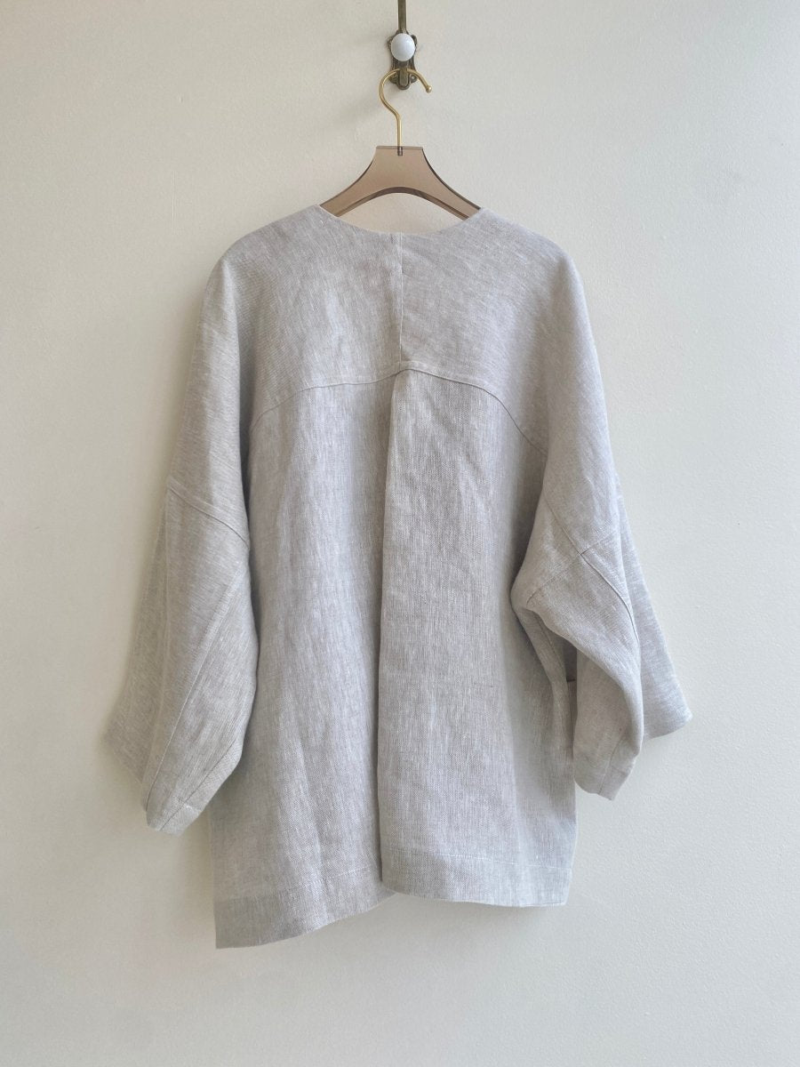 Linen Chore Jacket w/ Mini - Stripe Patch Pockets - Made X Hudson