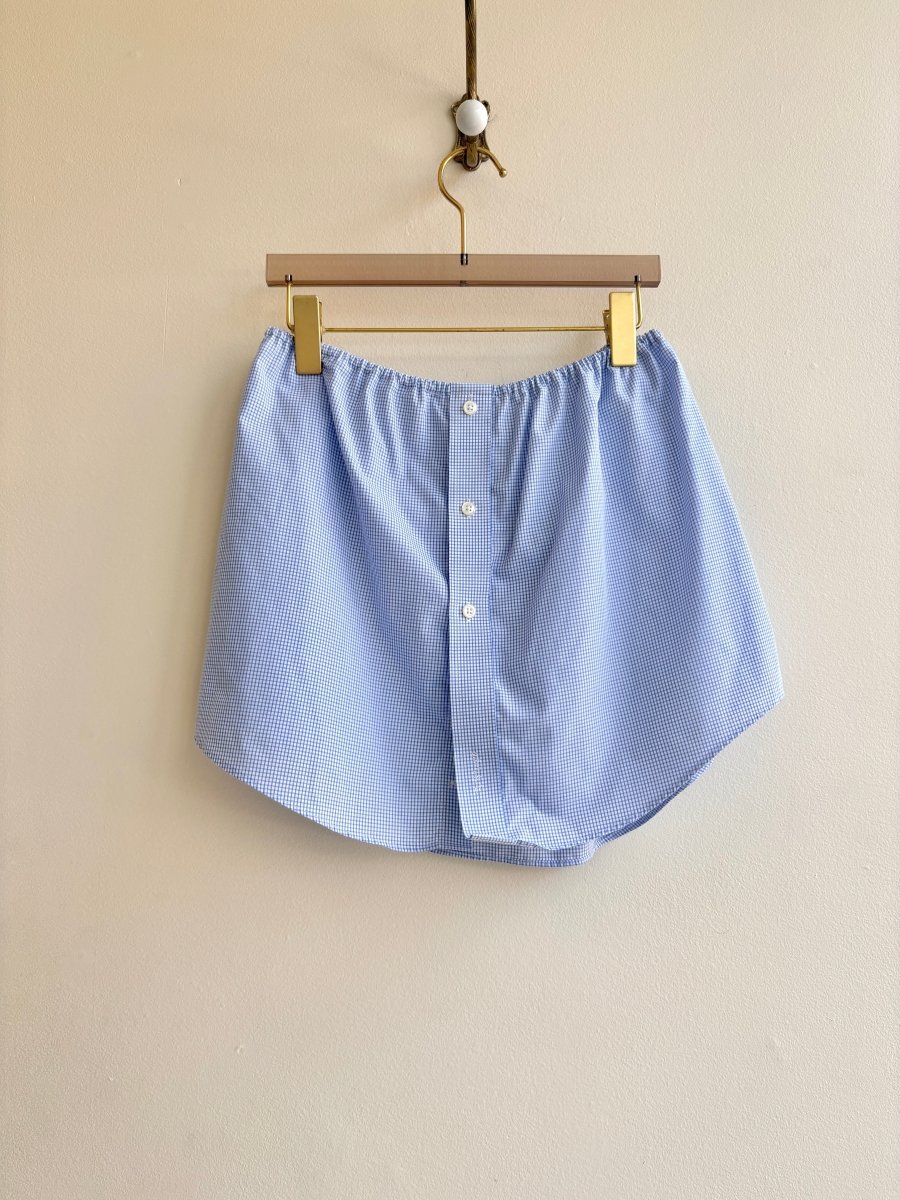 Blue & White Mini Plaid Bandeau/Skirt (Reworked) - Made X Hudson