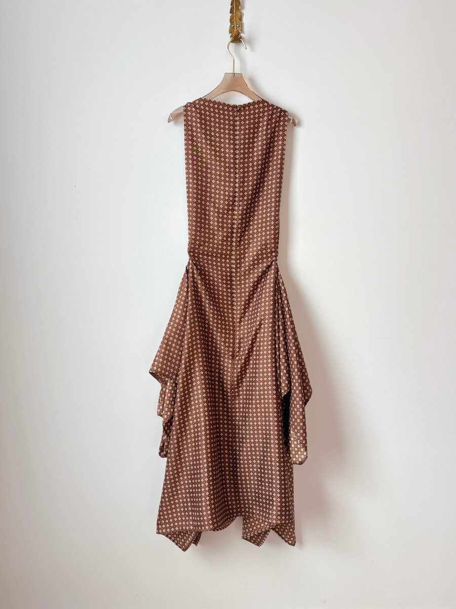 Zero - Waste Dress in Brown Floral Silk - Made X Hudson