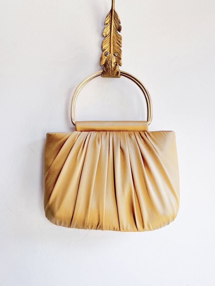 Gathered Gold Charmeuse Minnie Bag - Made X Hudson