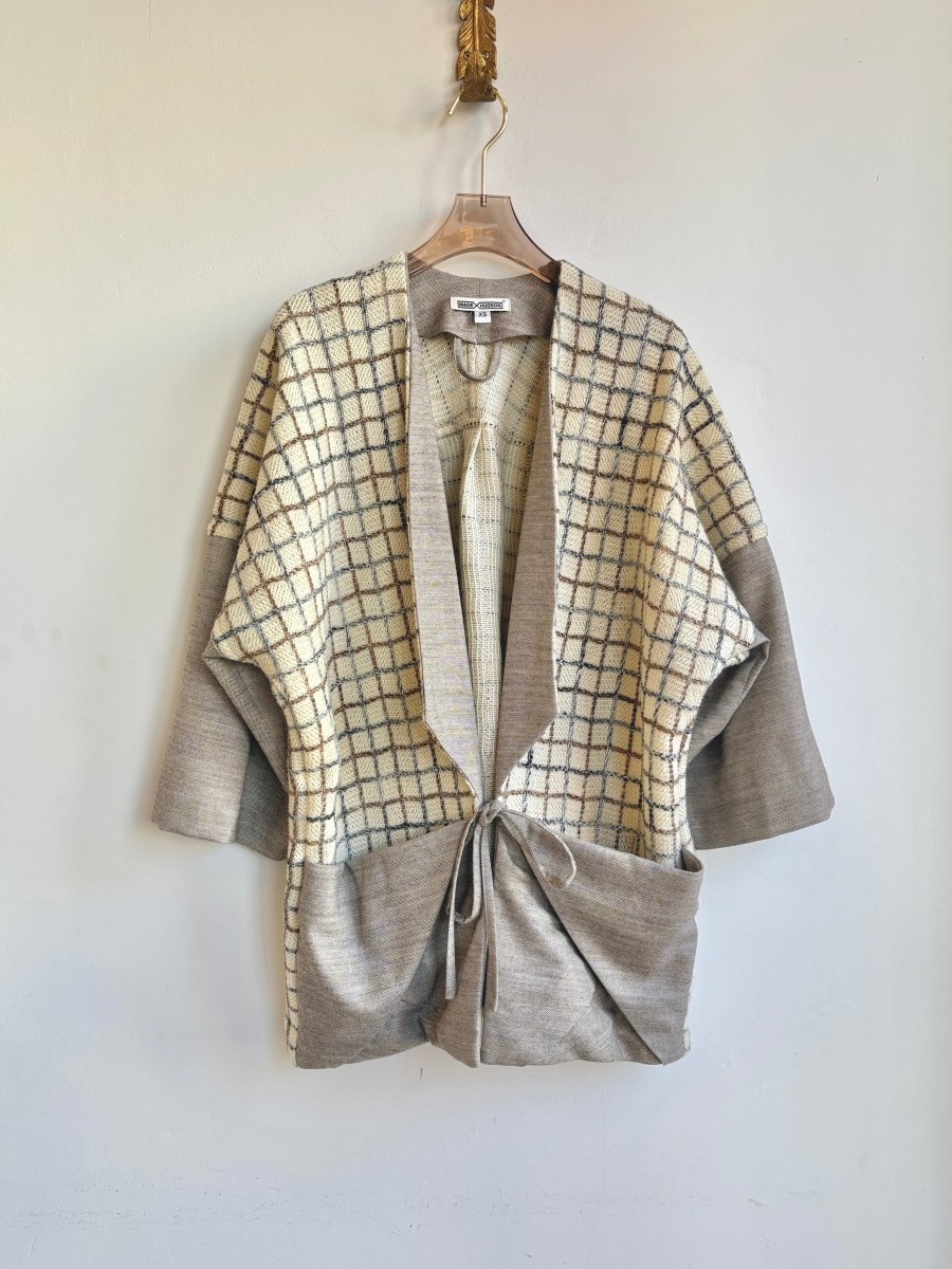 Grey, Brown and Cream Grid Woven Chore Jacket - Made X Hudson