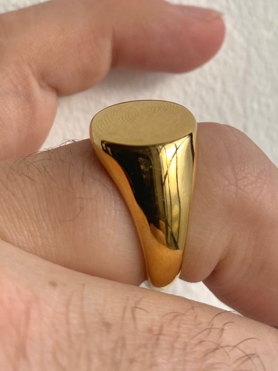Stainless Steel Gold Plated Circle Signet Ring - Made X Hudson