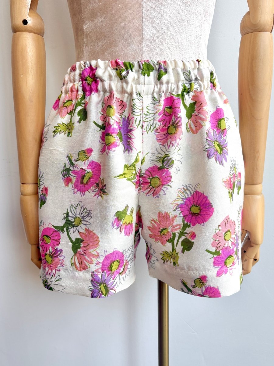Violet and Magenta Retro Flower Town Shorts - Made X Hudson