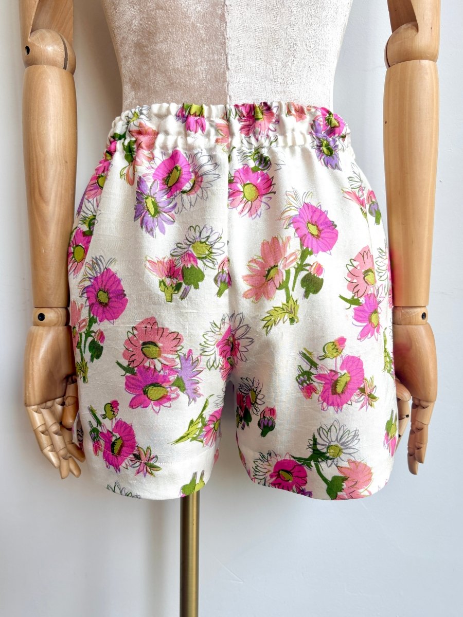 Violet and Magenta Retro Flower Town Shorts - Made X Hudson