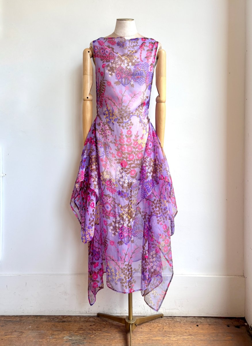 Zero - Waste Dress in Sheer Violet Garden Scene - Made X Hudson