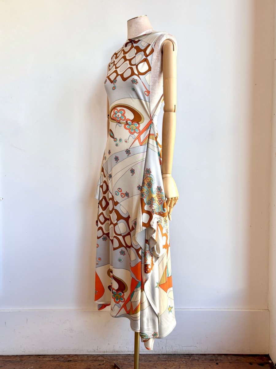 Zero - Waste Dress in Tangerine and Silver Mod Mix Pattern - Made X Hudson