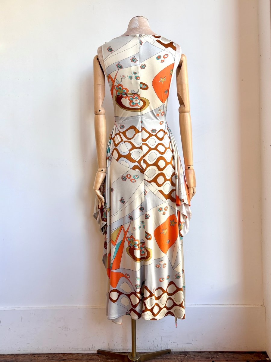 Zero - Waste Dress in Tangerine and Silver Mod Mix Pattern - Made X Hudson