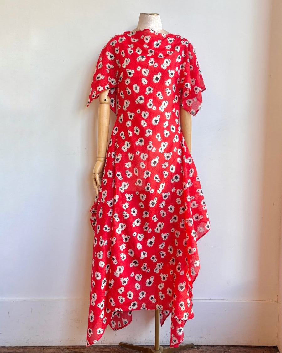 Deco Dress in Scarlet Falling Blossom - Made X Hudson