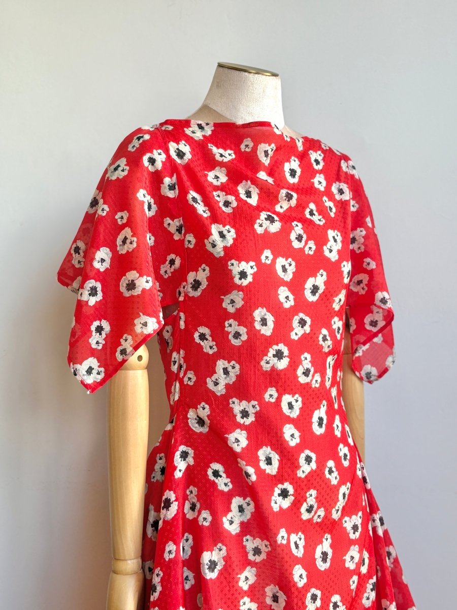 Deco Dress in Scarlet Falling Blossom - Made X Hudson