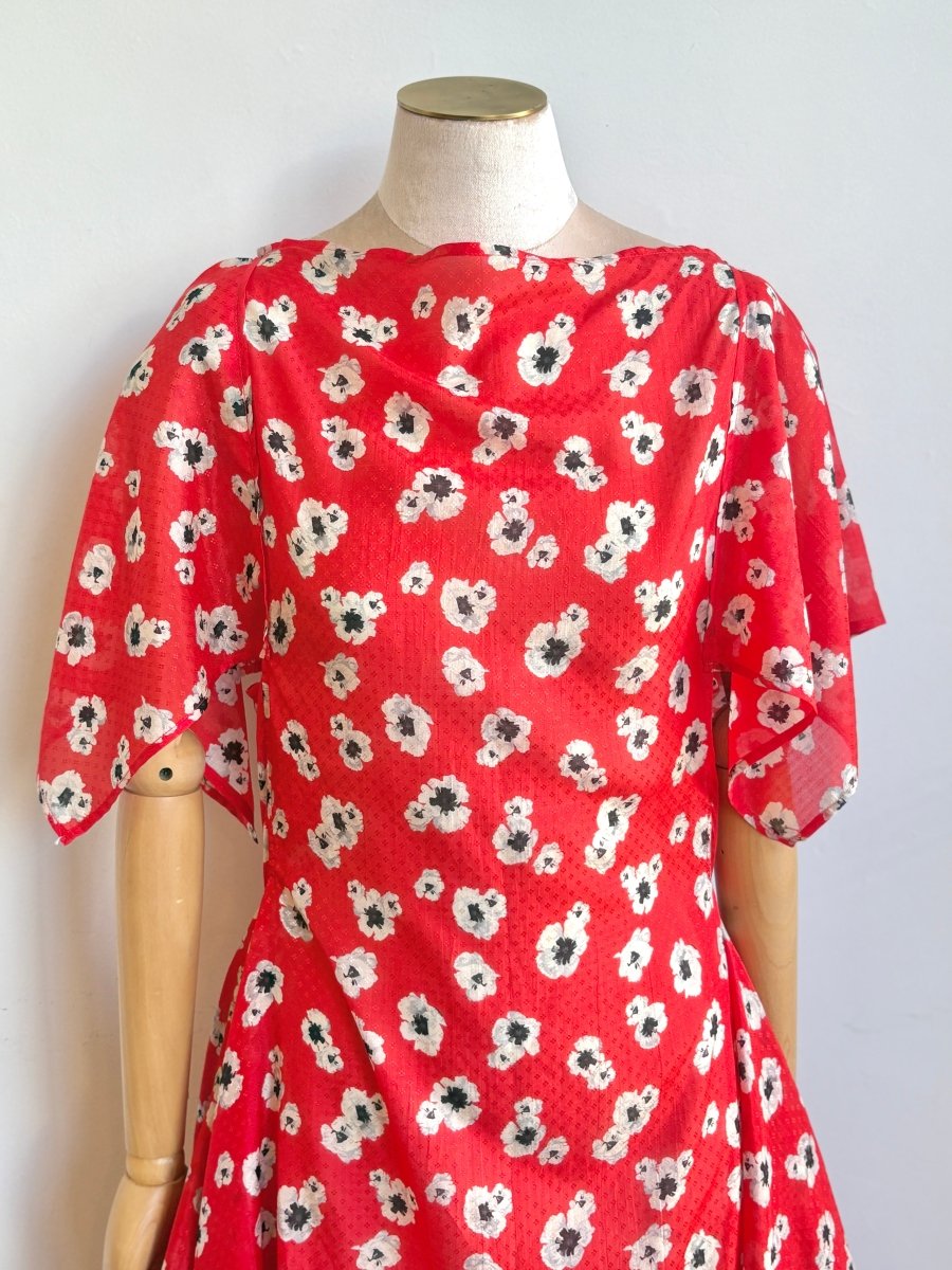 Deco Dress in Scarlet Falling Blossom - Made X Hudson