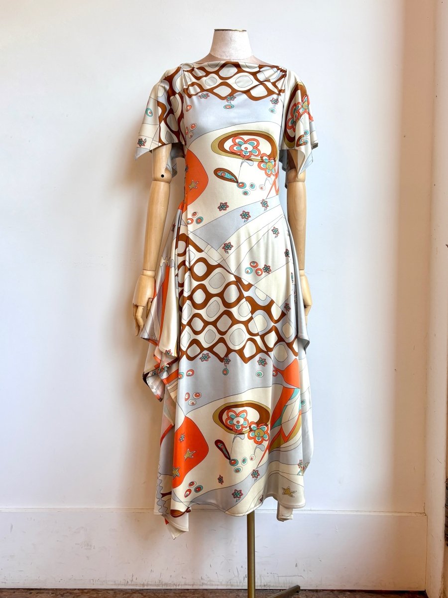 Deco Dress in Tangerine and Silver Mod Mix Pattern - Made X Hudson