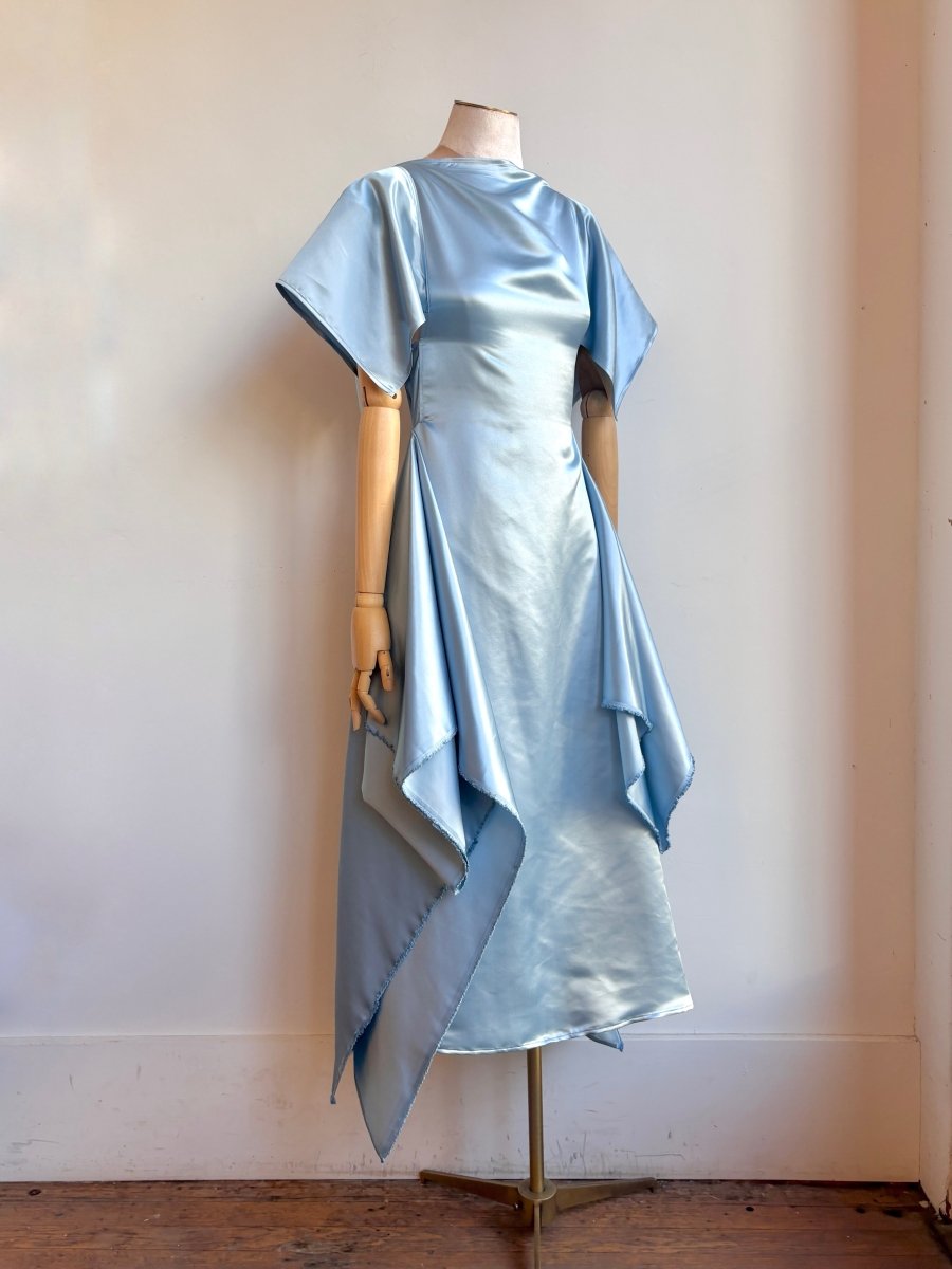 Deco Dress in Sky Blue Satin - Made X Hudson