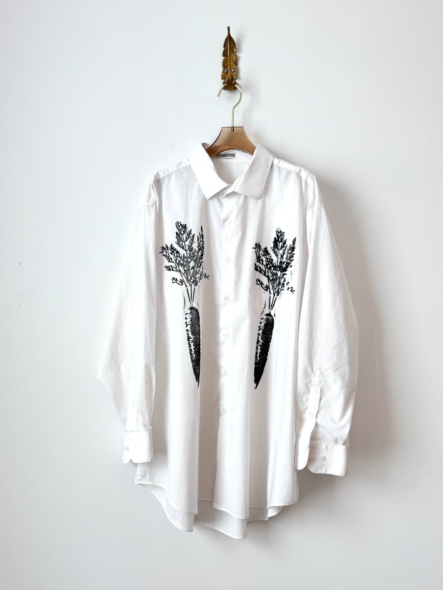 "Virgil” Carrot Print White Shirt (Reworked) - Made X Hudson