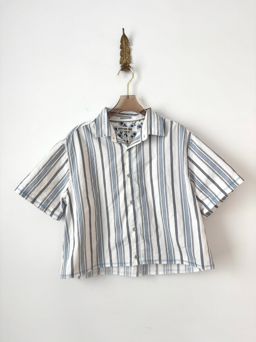 The Valley Crop in Sky and Taupe Stripe (Reworked) - Made X Hudson