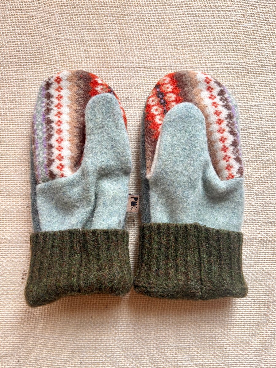 Sage, Fall Mix, Sky Blue Wool Mittens - Made X Hudson