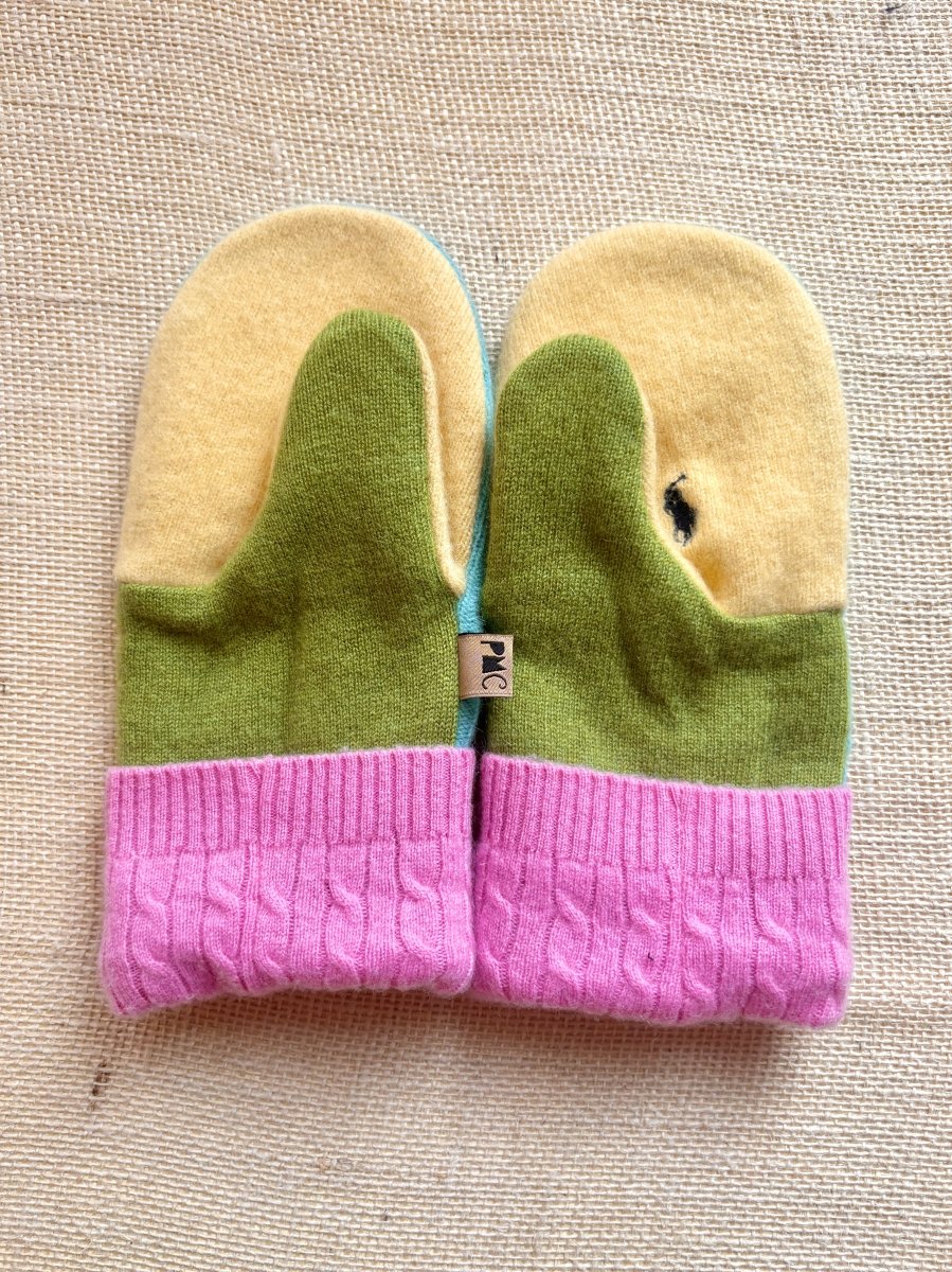 Tiffany Blue, Pink, Butter Yellow Wool Mittens - Made X Hudson