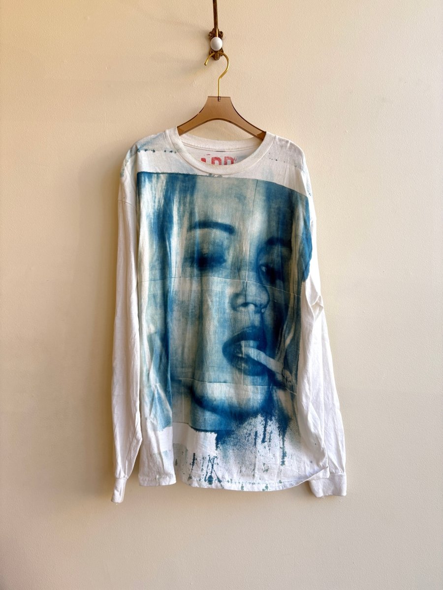 Kate Moss Smoking Blue Cyanotype Long Sleeve (Reworked) - Made X Hudson