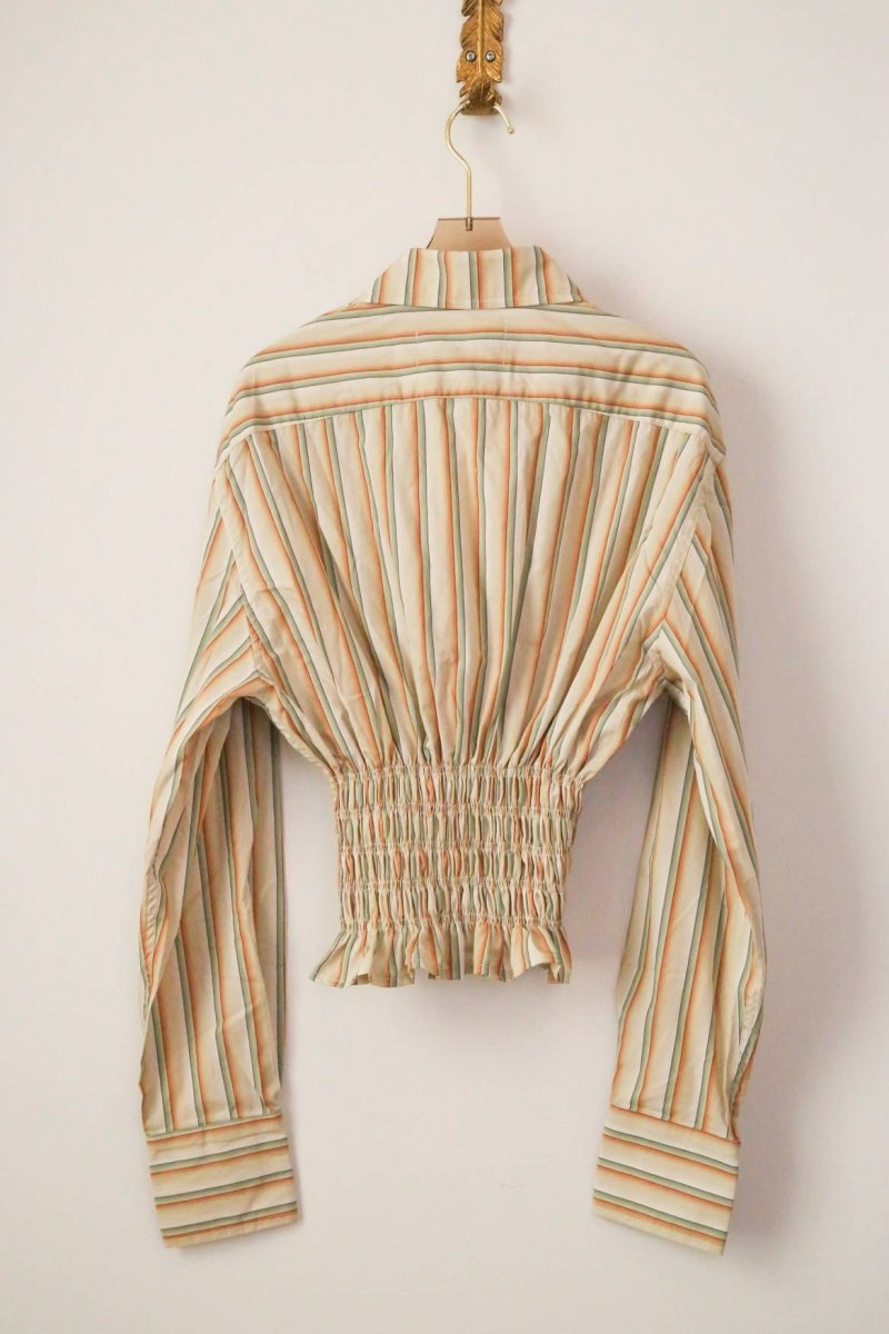 The George Top | Vintage Orange and Jade Stripe with Smocked Waist (Reworked) - Made X Hudson