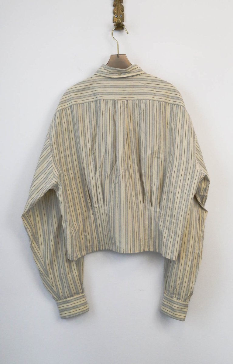 The Kevin Top | Cream and Blue Stripe with Gathered Waist (Reworked) - Made X Hudson