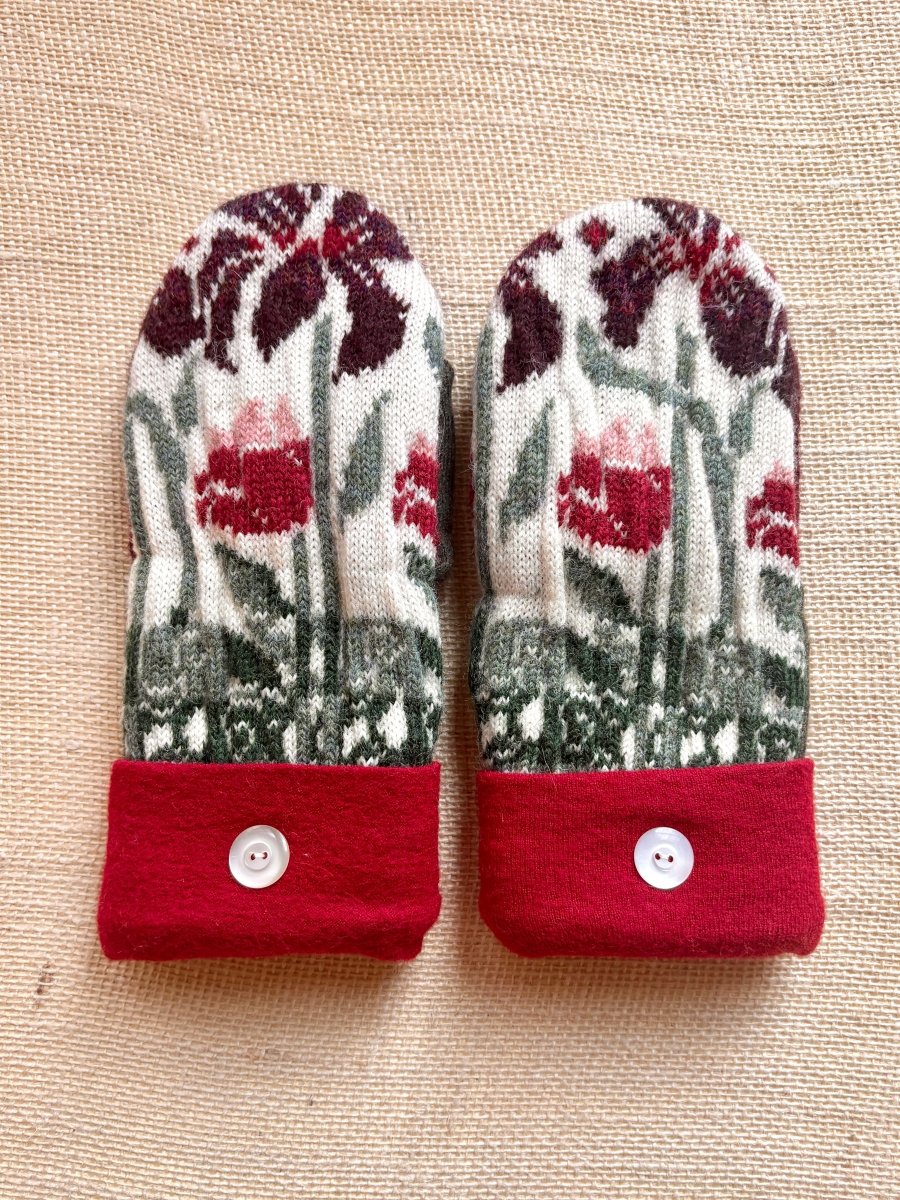 Purple Iris, Eggplant, Sage Green Wool Mittens - Made X Hudson