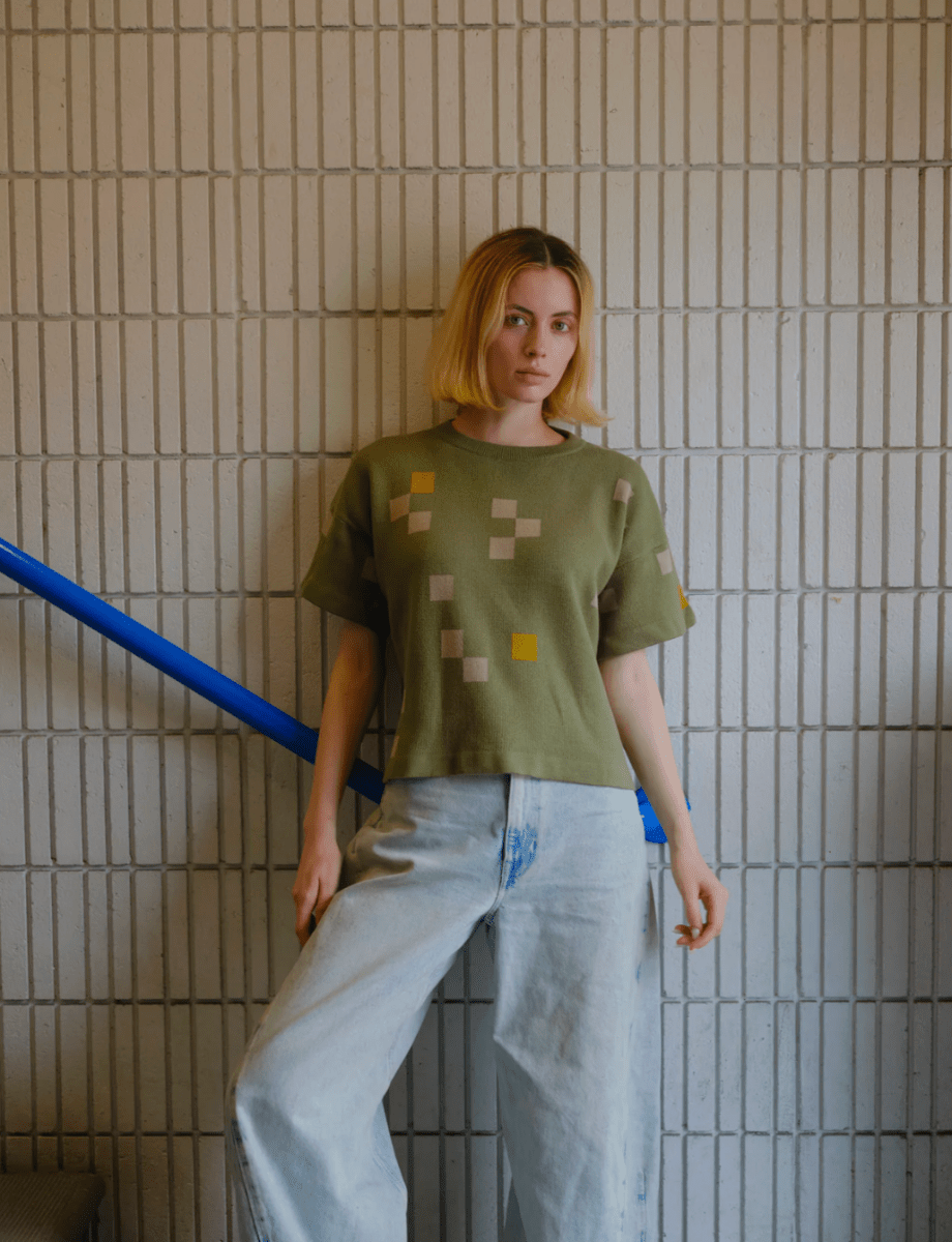 Albers Short Sleeve Sweater Tee Olivine - Made X Hudson