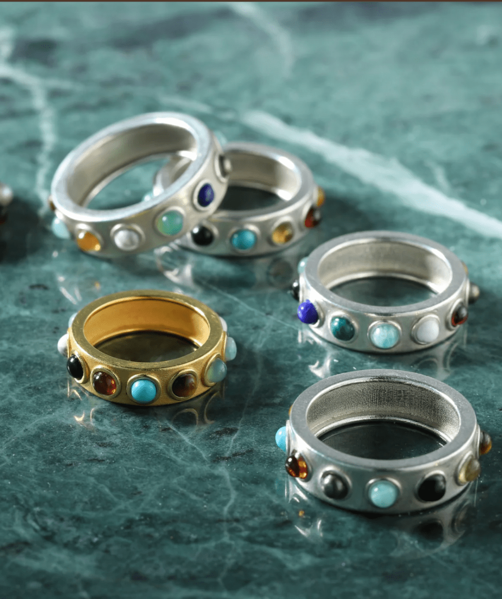 Delphi Ring in Mixed Gemstones and Silver (Multiple Sizes) - Made X Hudson