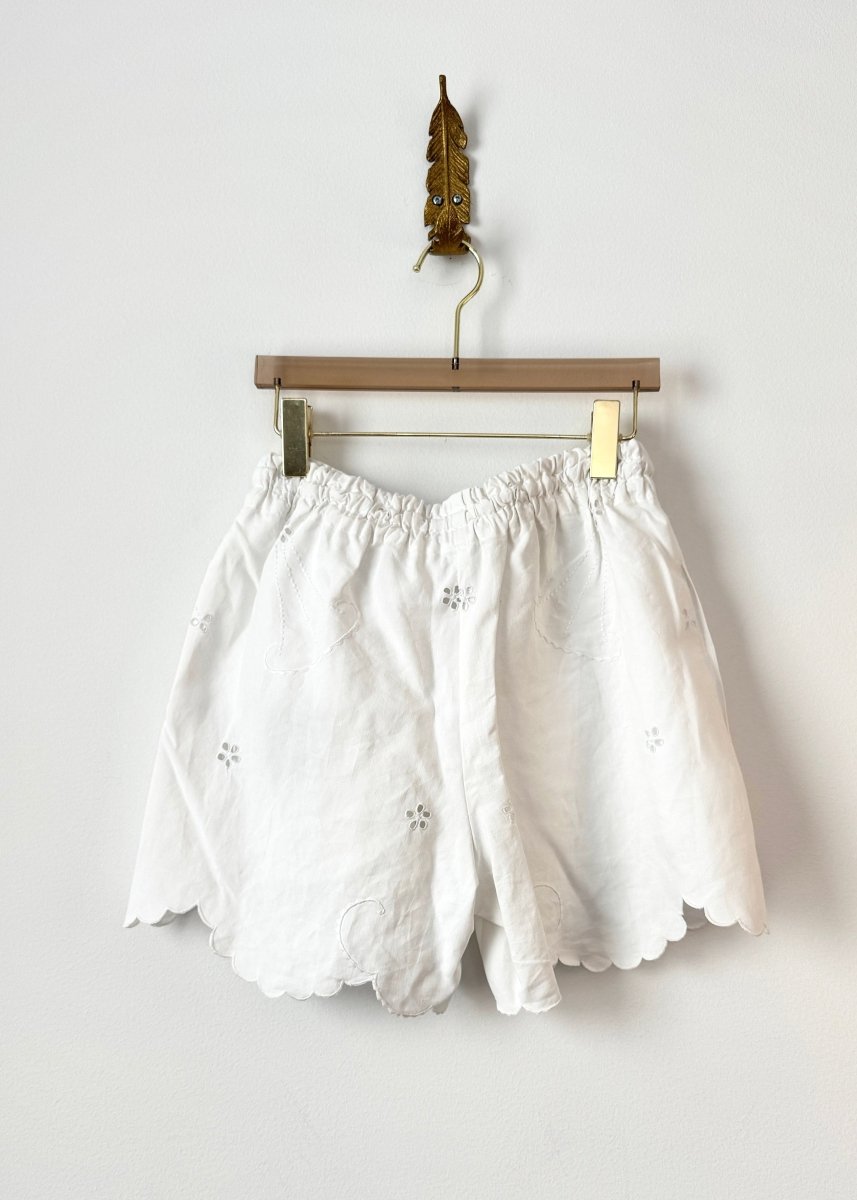 Snow Drop White Scalloped Town Shorts - Made X Hudson