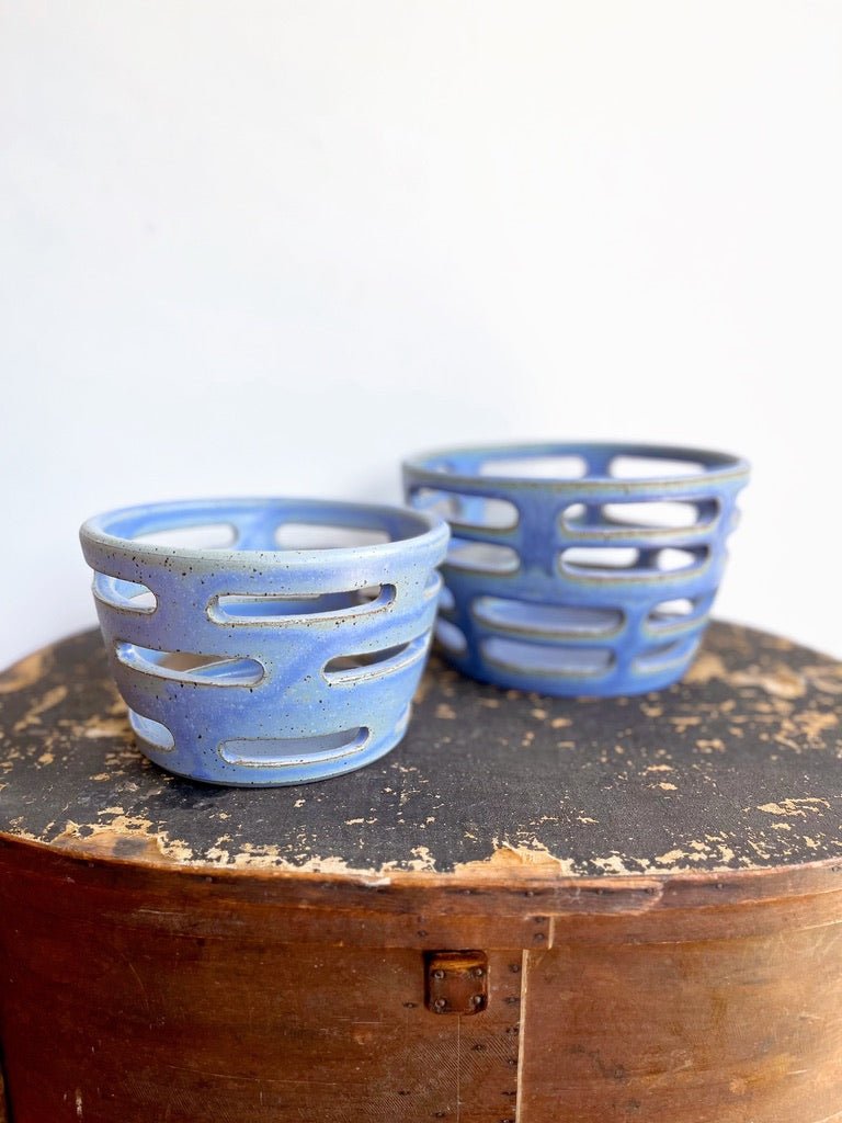 Matte Blue Stoneware Fruit Basket (Multiple Sizes) - Made X Hudson
