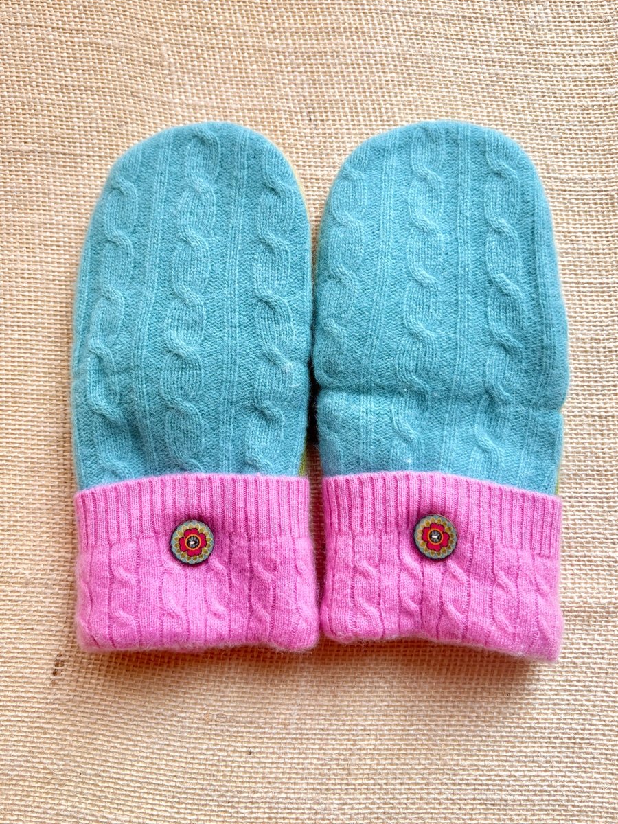 Tiffany Blue, Pink, Butter Yellow Wool Mittens - Made X Hudson