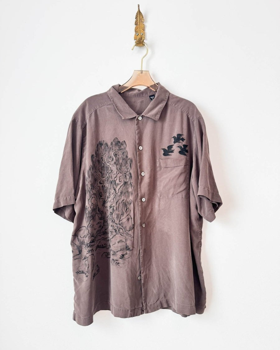 Dark Mauve Willow Tree Button Down | Hand Painted (Reworked) - Made X Hudson