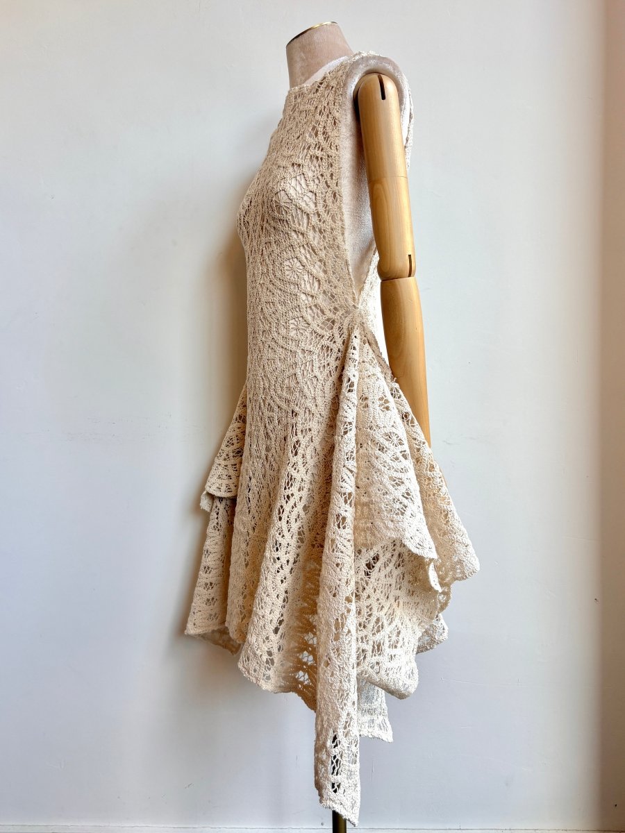 Zero-Waste Short Dress in Antique Ivory Lace - Made X Hudson
