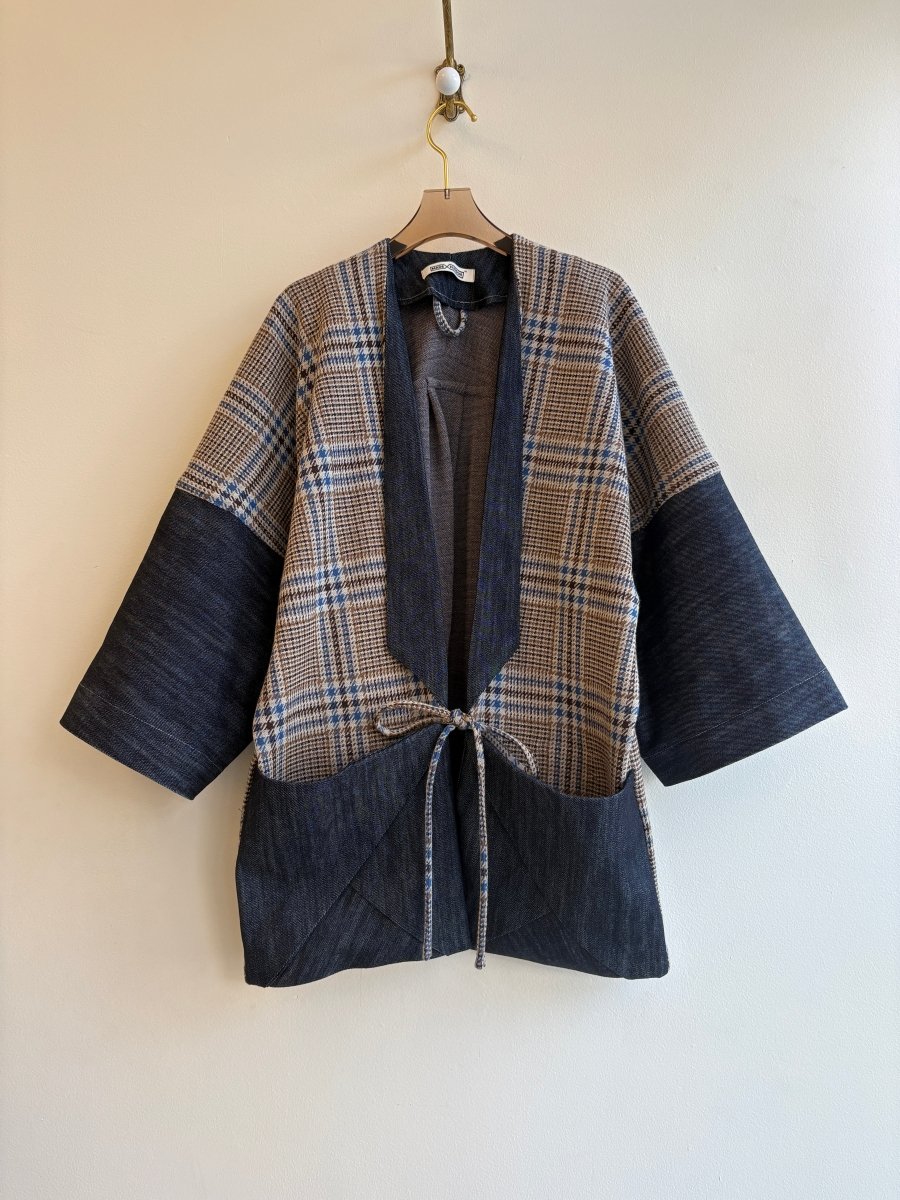 Brown/Blue Plaid & Denim Chore Jacket - Made X Hudson