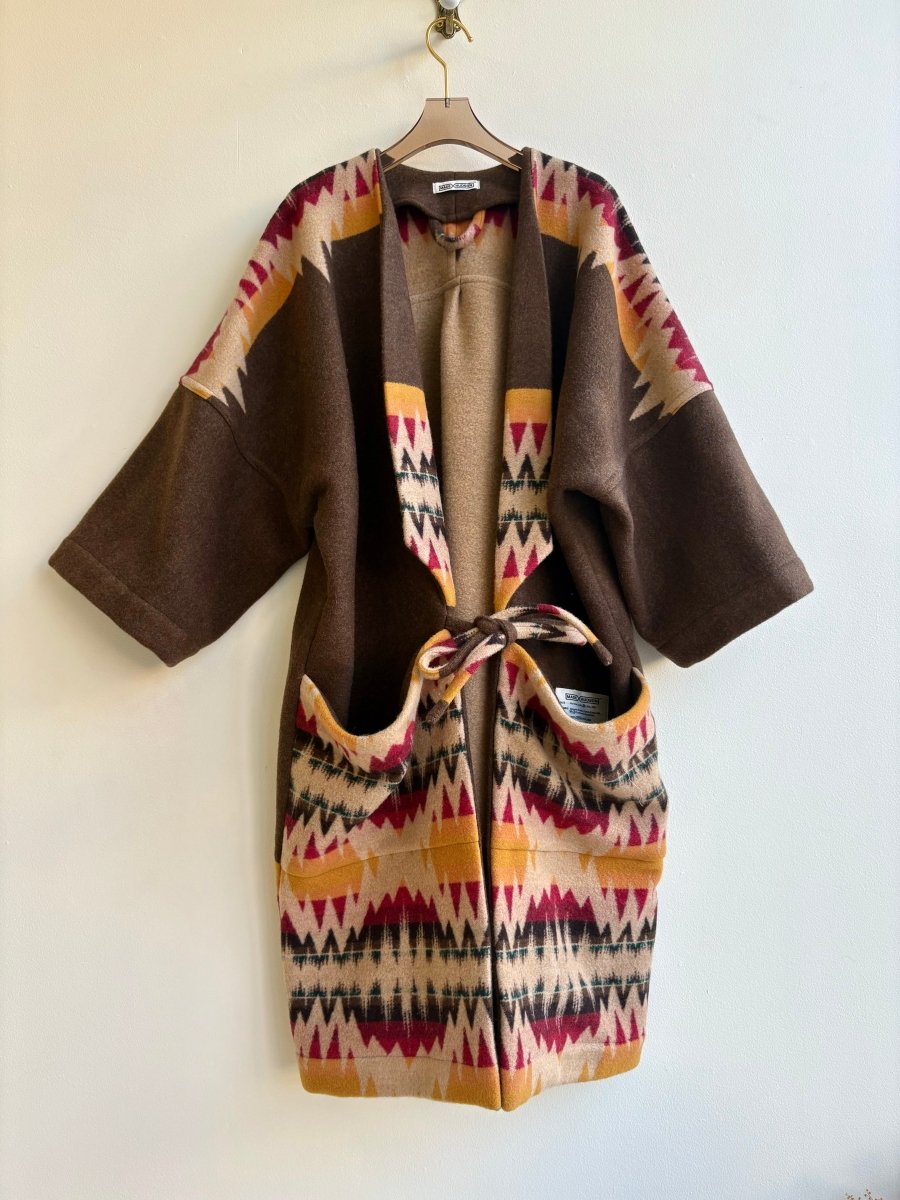 Southwestern Brown + Neutral Long Chore Jacket - Made X Hudson