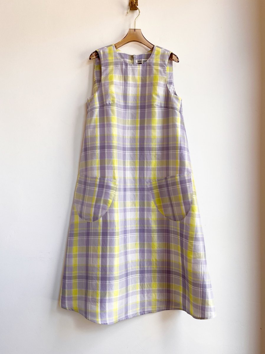 Lavender & Lime Plaid Chore Dress w/ Patch Pockets - Made X Hudson