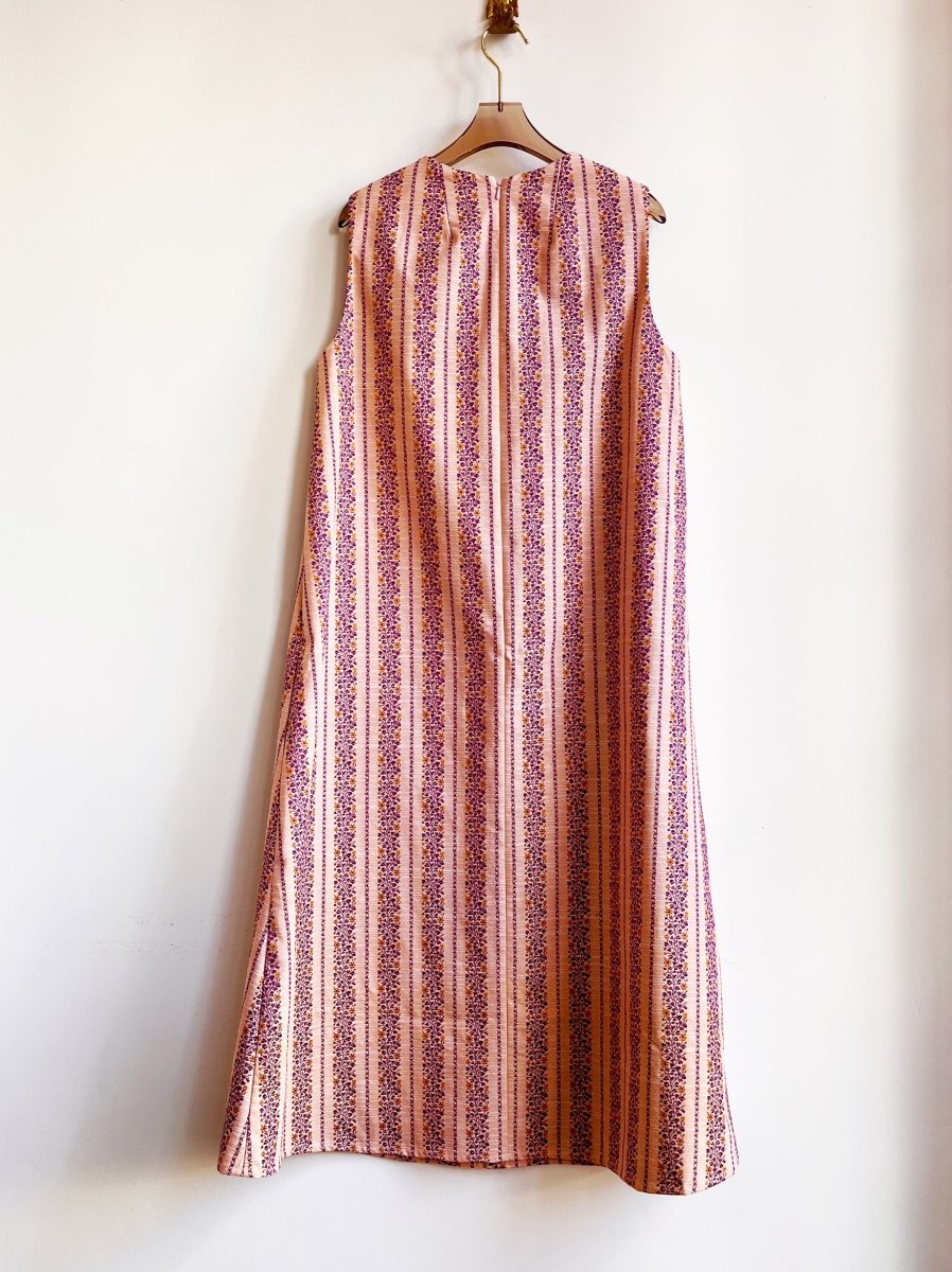 Purple, Pink, and Mustard Brocade Chore Dress - Made X Hudson