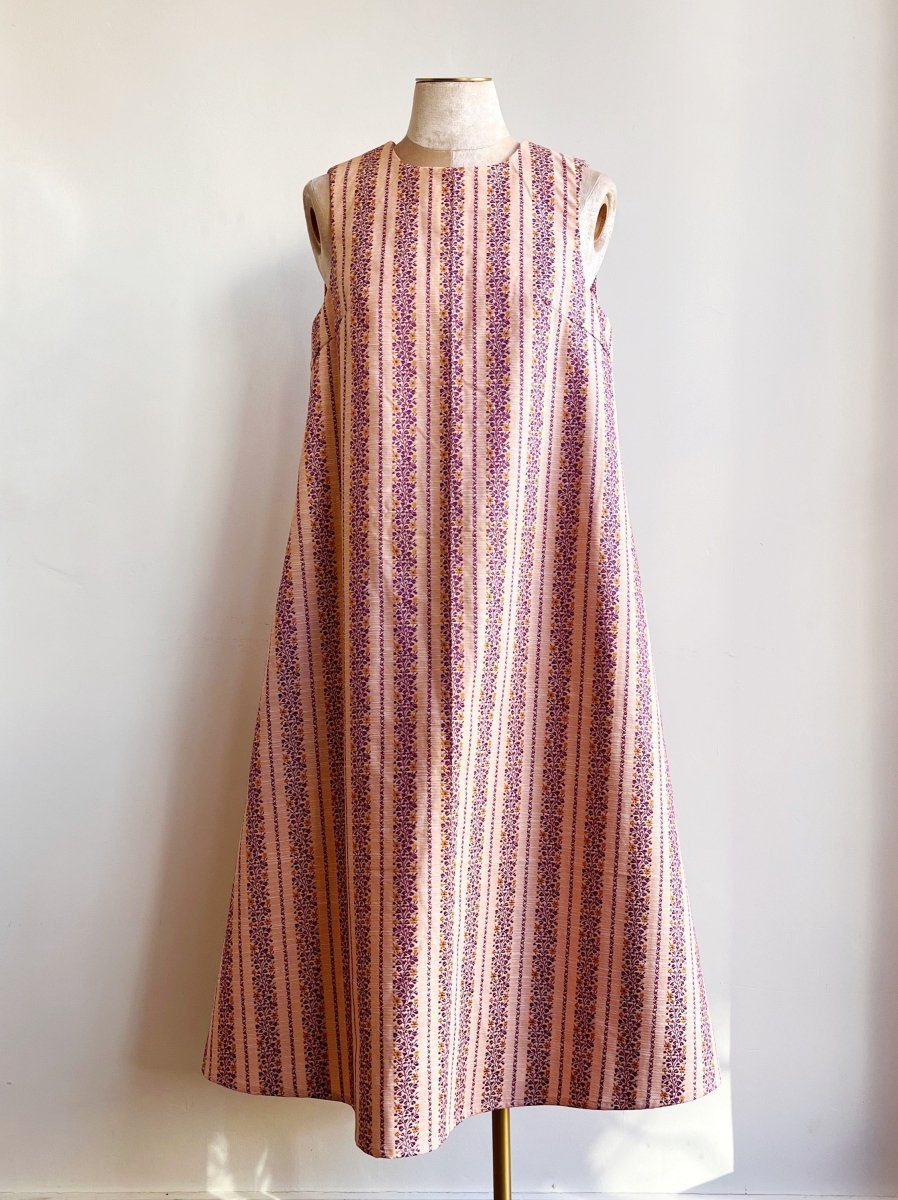 Purple, Pink, and Mustard Brocade Chore Dress - Made X Hudson