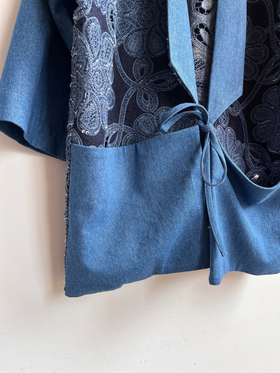 Denim & Blue Floral Embroidered Lace Chore Jacket - Made X Hudson