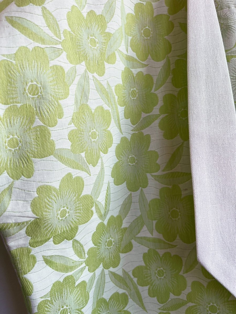 White Cotton Canvas & Lime Flower Print Chore Jacket - Made X Hudson