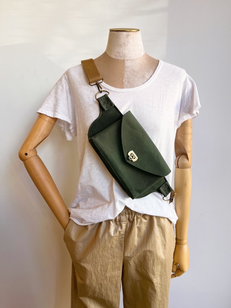 Cross - Body Bag in Army Cotton Canvas - Made X Hudson