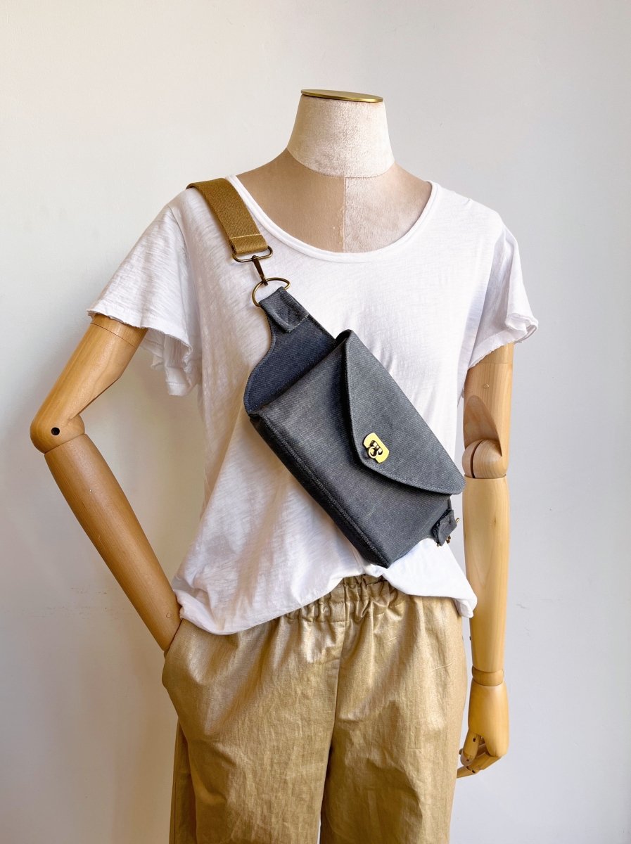 Cross - Body Bag in Grey Denim - Made X Hudson