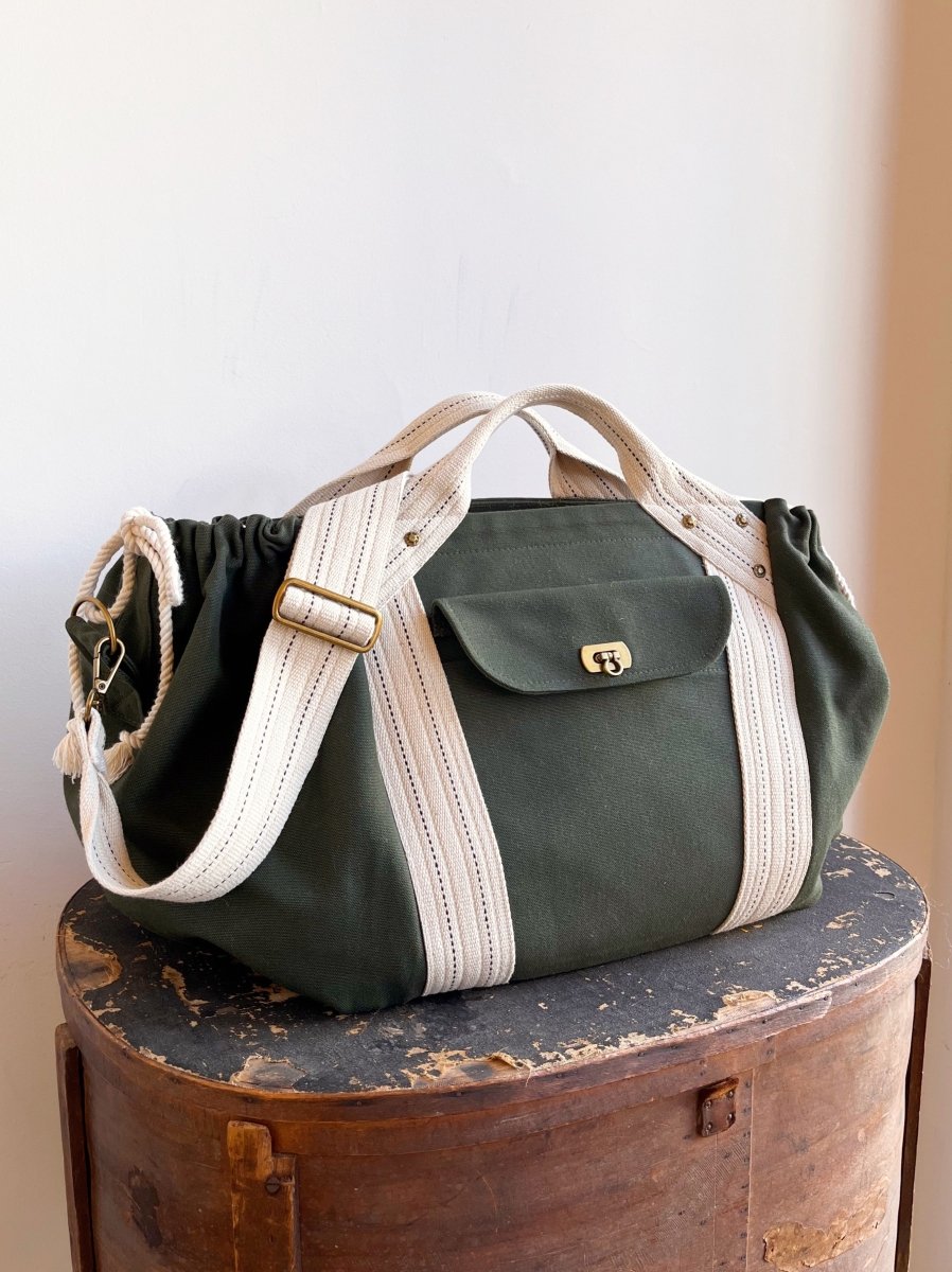 Cross - Body Duffel Bag in Army Cotton Canvas - Made X Hudson