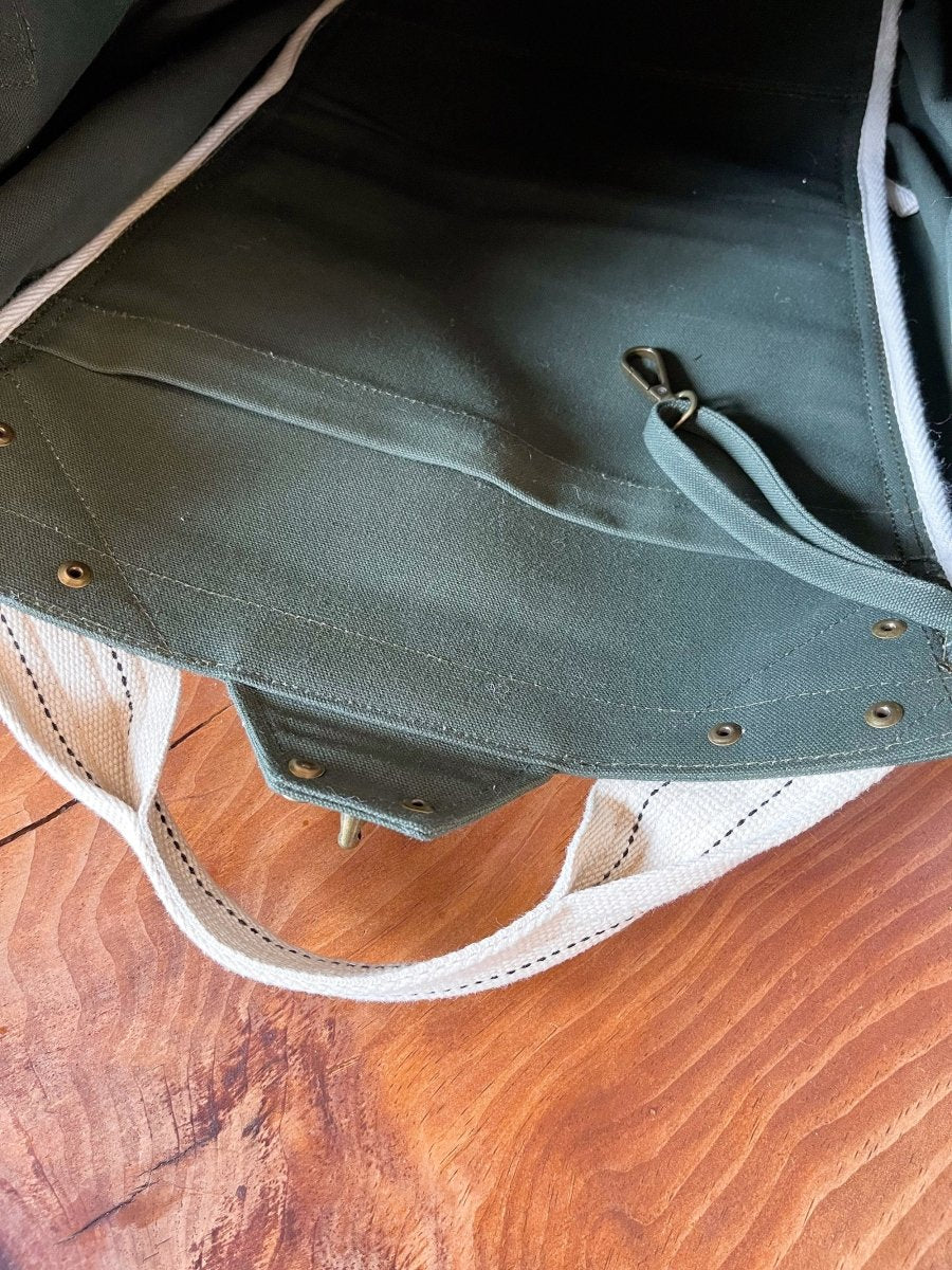 Cross - Body Duffel Bag in Army Cotton Canvas - Made X Hudson