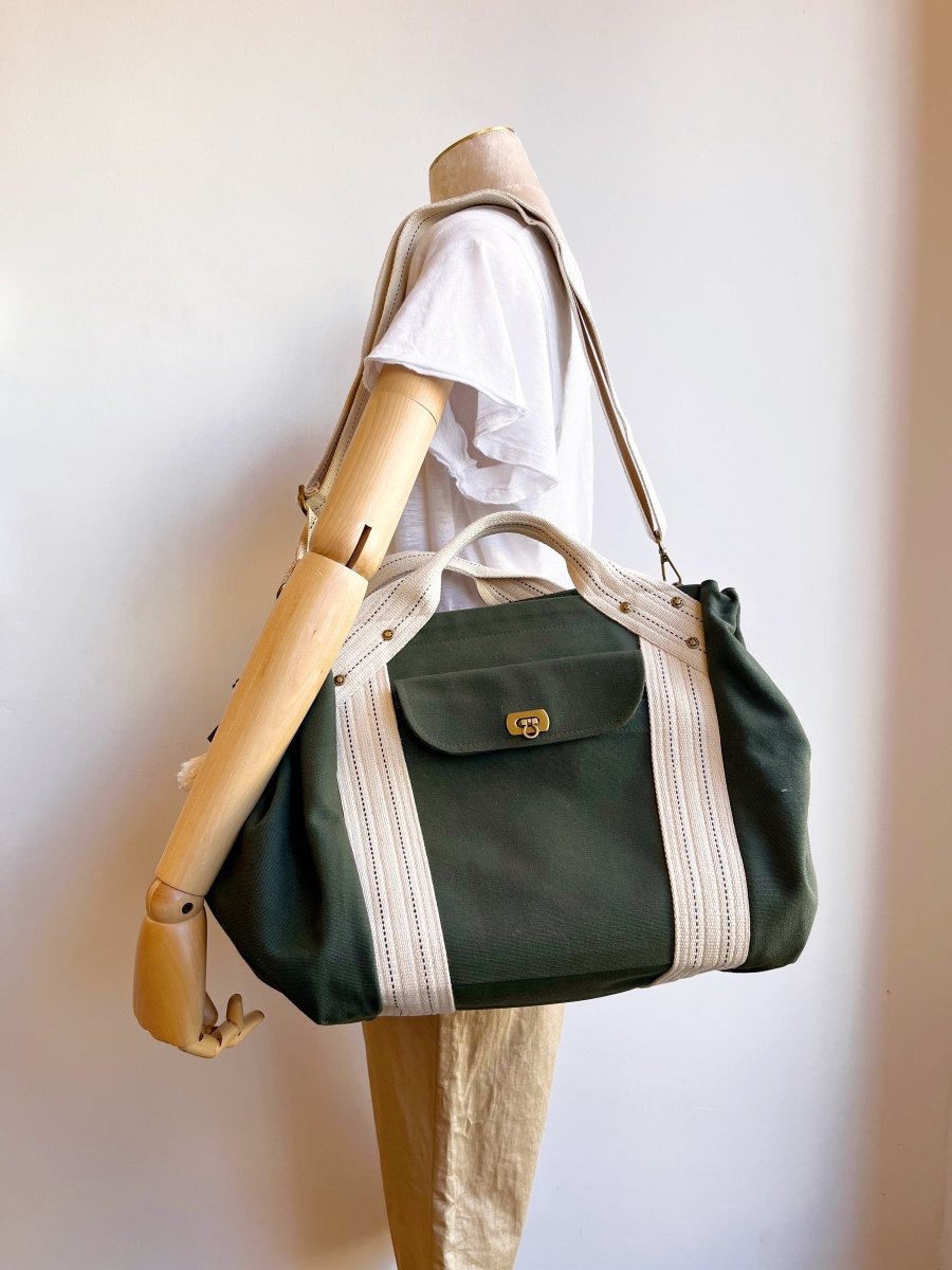 Cross - Body Duffel Bag in Army Cotton Canvas - Made X Hudson