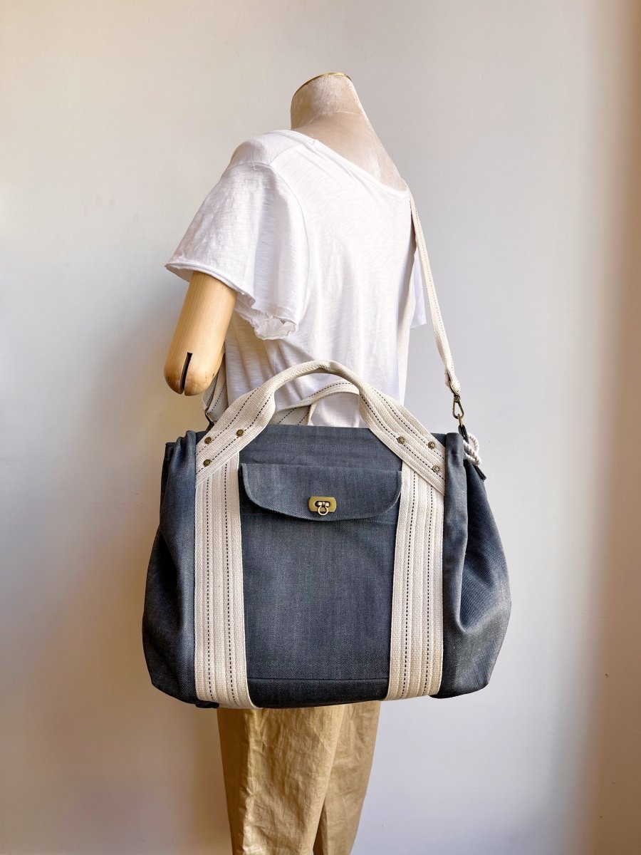 Cross - Body Duffel Bag in Grey Denim - Made X Hudson